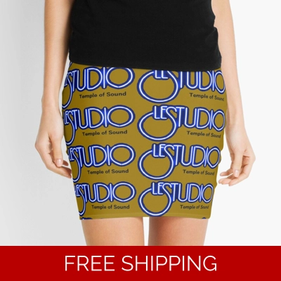 Mini Skirt White & Blue Multi logo TOS Black